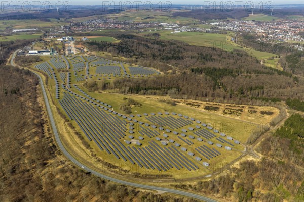 Aerial view, solar plant on the former Prinz-Eugen barracks, with industrial and commercial park,