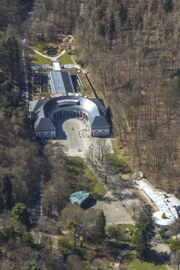 Aerial view, Wandelhalle An den Georg-Viktor-Quelle in Bad Wildungen in Hesse. Bad Wildungen, spa