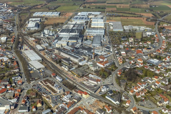 Aerial view, Continental Reifen Deutschland GmbH Korbach plant in Korbach. District town Korbach,