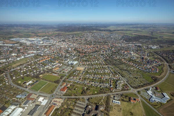 Aerial view, view of Korbach over the Südring in Korbach. District town Korbach, district