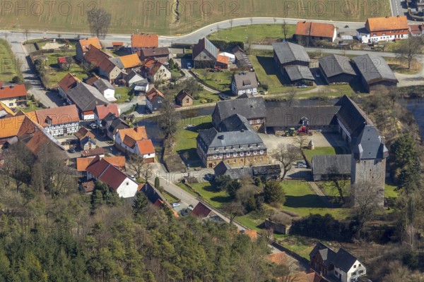 Aerial view, Nordenbeck in Korbach with former manor house of the castle and the former moated