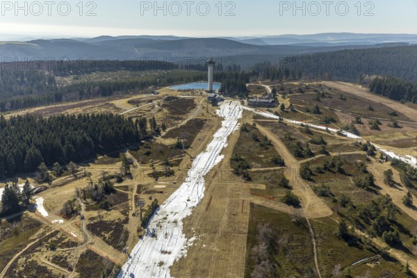 Aerial view, Ettelsberg with Ettelsturm, Hochheideturm, Ettelsberg-See, Siggis Hütte, cosy mountain