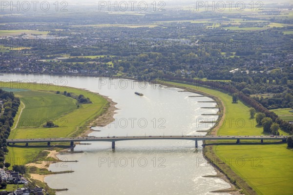 Aerial view, construction site and one-way trafficable Josef-Kardinal-Frings-Bridge over the river