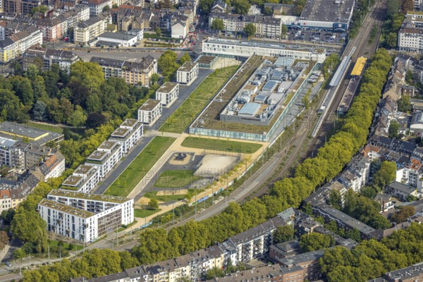Aerial view, Düsseldorf Arcaden shopping centre, Düsseldorf Arcaden residential area Bachstraße