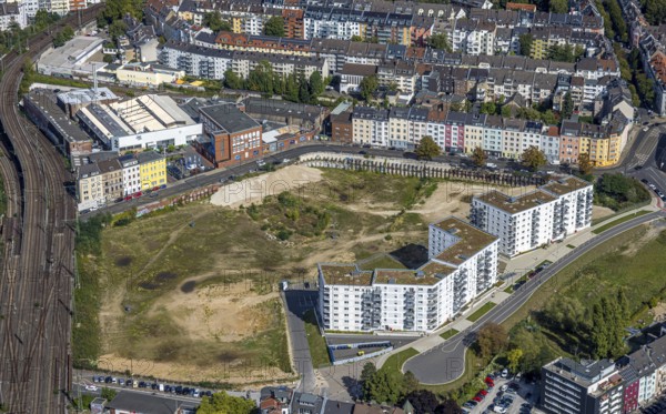 Aerial view, construction site Grand Central district for new residential quarter, former postal