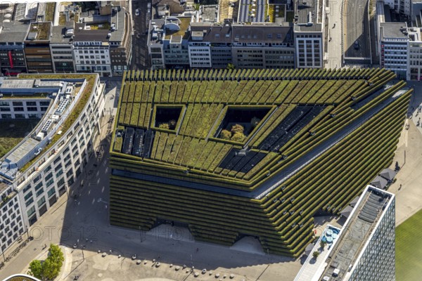 Aerial view, Ingenhoven-Tal green building Kö-Bogen II, planted with hornbeam hedge, city centre,
