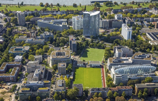 Aerial view, Sky Office high-rise office building, sports centre north football stadium BV 04