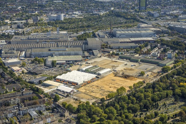 Aerial view, derelict site of the former Blumengroßmarkt Düsseldorf eG on Ulmenstraße, Derendorf,