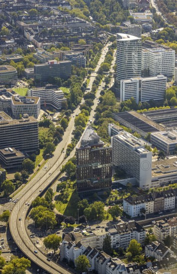 Aerial view, Kennedydamm hotels and office district, Sky Office, Federal Employment Agency, Hilton