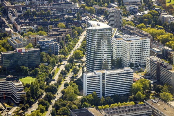 Aerial view, Kennedydamm, office district, Sky Office, Federal Employment Agency, Golzheim,