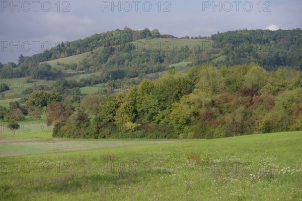View of the Einkorn, local mountain of Schwäbisch Hall, Limpurger Berge, Limpurger Land, Hessental,