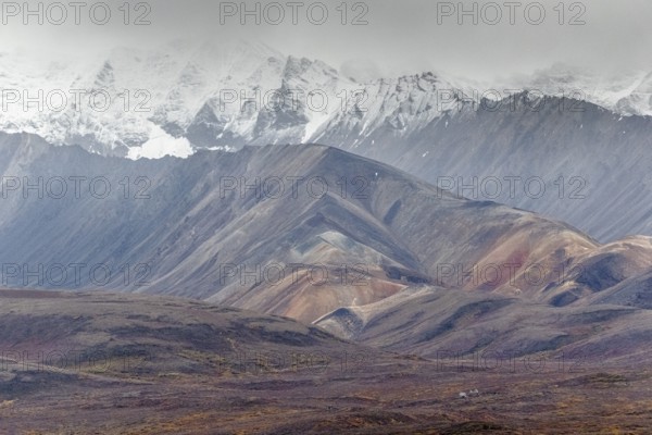 Mountain range, Polychrome Range, Denali National Park, Alaska, USA