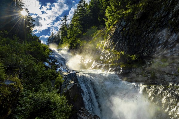 Wild River With Waterfall At Umbalfaelle On Mountain Grossvenediger In Nationalpark Hohe Tauern In