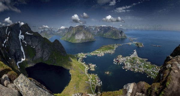 Spectacular Viewing Point Reinebringen Over Coastal Landscape At Reine And Hamnoy On Lofoten