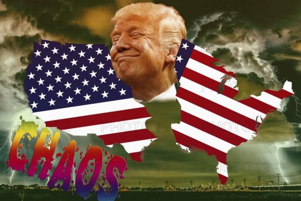 Symbolic image, Trump and divided USA, vendetta, persecution of all opponents, US democracy in