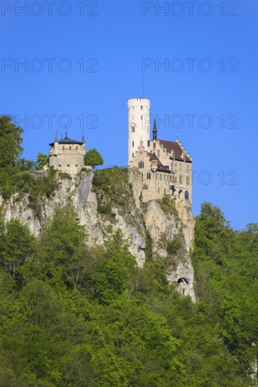 Lichtenstein Castle, fairytale castle of Württemberg, romantic fairytale castle on the eaves of the
