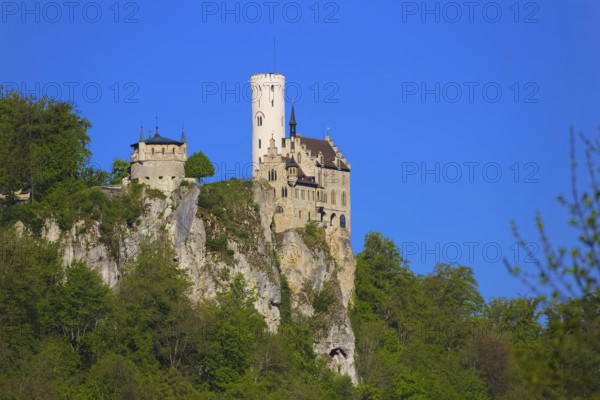 Lichtenstein Castle, fairytale castle of Württemberg, romantic fairytale castle on the eaves of the