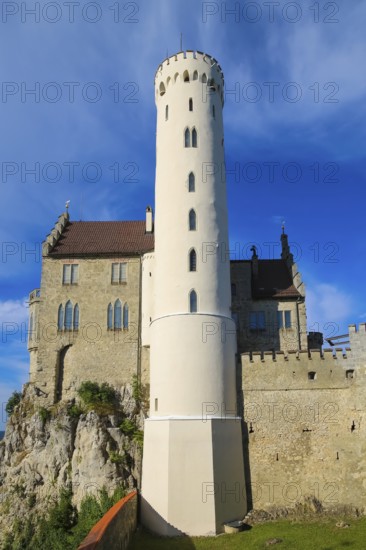 Lichtenstein Castle, fairytale castle of Württemberg, romantic fairytale castle on the eaves of the