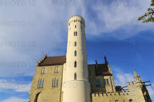 Lichtenstein Castle, fairytale castle of Württemberg, romantic fairytale castle on the eaves of the