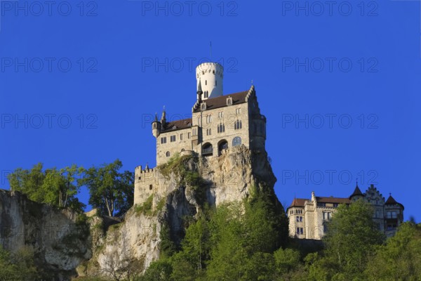 Lichtenstein Castle, fairytale castle of Württemberg, romantic fairytale castle on the eaves of the