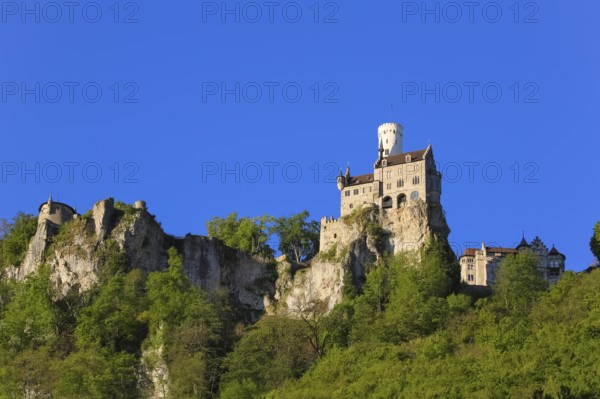 Lichtenstein Castle, fairytale castle of Württemberg, romantic fairytale castle on the eaves of the