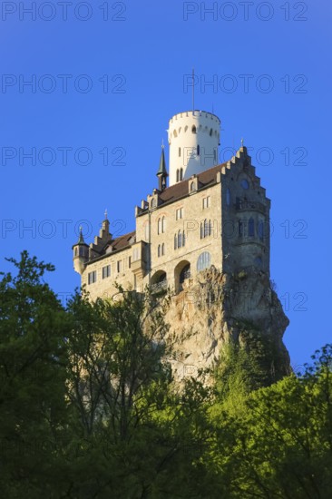 Lichtenstein Castle, fairytale castle of Württemberg, romantic fairytale castle on the eaves of the