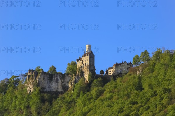 Lichtenstein Castle, fairytale castle of Württemberg, romantic fairytale castle on the eaves of the