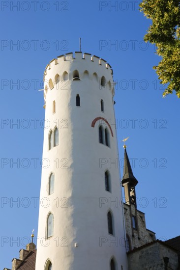 Lichtenstein Castle, fairytale castle of Württemberg, romantic fairytale castle on the eaves of the