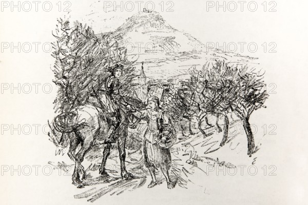 Illustration by Hermann Ebers, 21 June 1881 to 10 February 1955, painter, draughtsman, artist,