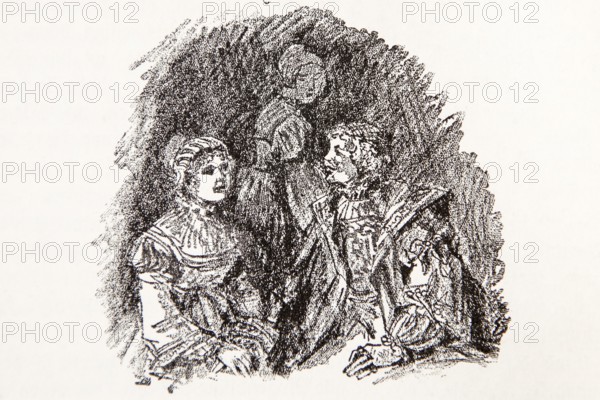 Illustration by Hermann Ebers, 21 June 1881 to 10 February 1955, painter, draughtsman, artist,