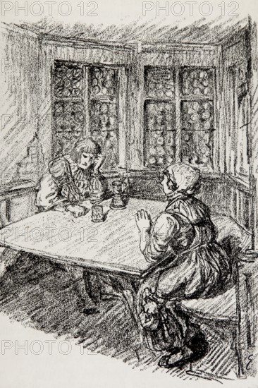 Illustration by Hermann Ebers, 21 June 1881 to 10 February 1955, painter, draughtsman, artist,
