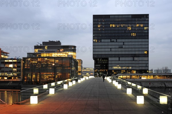 Modern architecture at the commercial harbour, Medienhafen, Düsseldorf, Rhineland, North