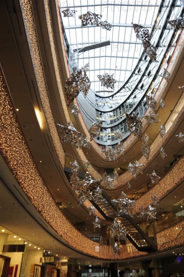 Christmas decorations in Stilwerk, a shopping arcade in the city centre, Düsseldorf, Rhineland,