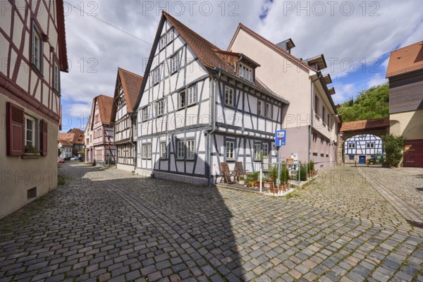 Sickinger Tor, old town, historic half-timbered houses, town gate, town fortifications, buildings,