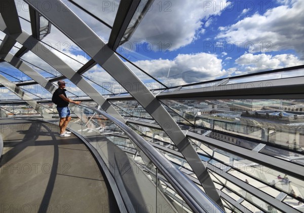 Interior view of the Reichstag dome with visitors on the ramp leading to the top, Reichstag