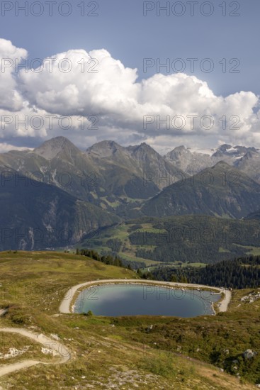View from Cuolm da Vi to three thousand metre peaks of the Cristallina with Piz Cristallina and Piz