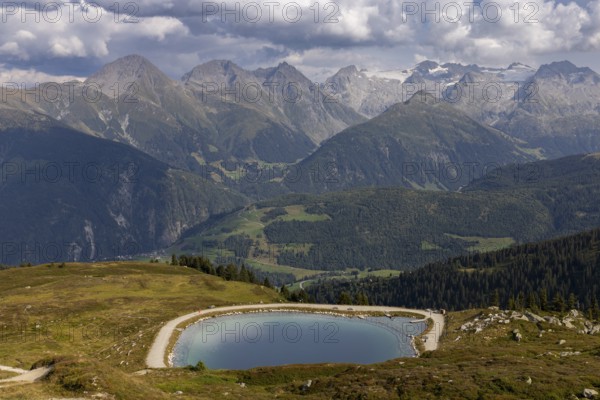 View from Cuolm da Vi to three thousand metre peaks of the Cristallina with Piz Cristallina and Piz