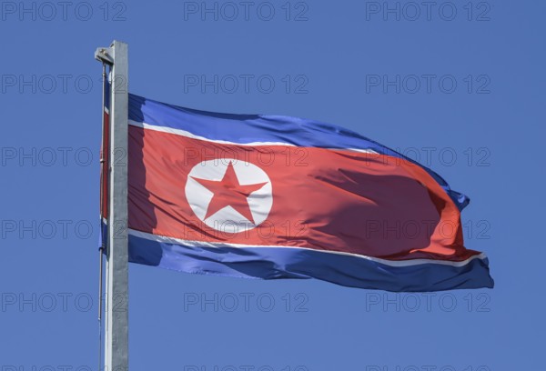 Flag over the Embassy of the Democratic People's Republic of Korea, North Korea, Glinkastraße,
