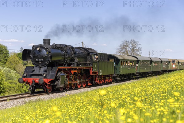 Fiery Elias steam train on the Strohgäubahn steam railway railway steam locomotive in Weissach,