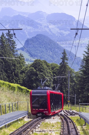Pilatus railway Cogwheel railway to Mount Pilatus in the Swiss Alps in Pilatus, Switzerland