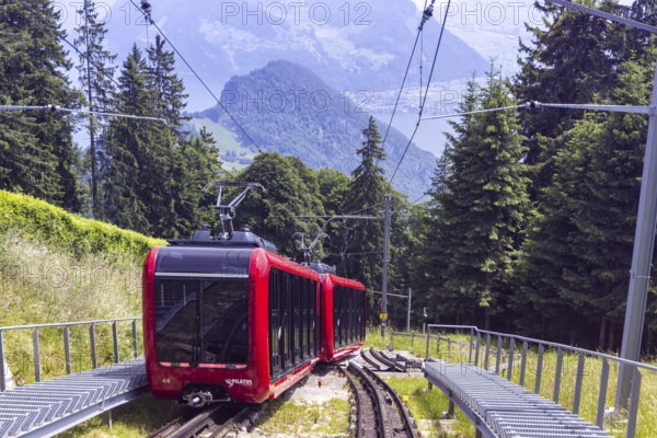 Pilatus railway Cogwheel railway to Mount Pilatus in the Swiss Alps in Pilatus, Switzerland