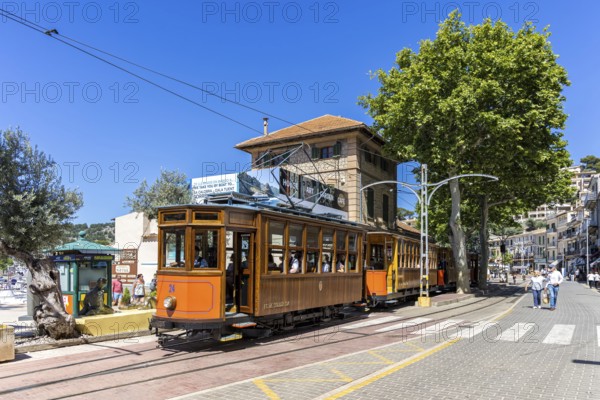 Historic tram Tranvia de Soller public transport public transport on Majorca at the railway station