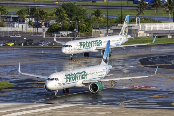 Airbus A321neo aircraft of Frontier Airlines with registration N629FR at San Juan Airport, Puerto