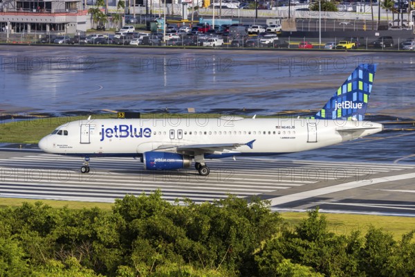 A JetBlue Airways Airbus A320 aircraft with the registration number N646JB at San Juan Airport,