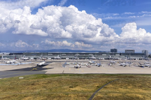 Aerial view of Terminal 2 at Frankfurt Airport, Germany