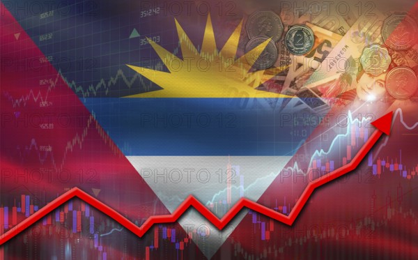 Antigua and Barbuda economic growth on financial graph. Antigua and Barbuda financial growth on