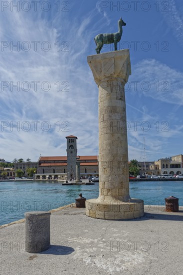 Colossus of Rhodes rises at the harbour of Mandraki, Colossus of Rhodes Mandraki Harbour, Medieval