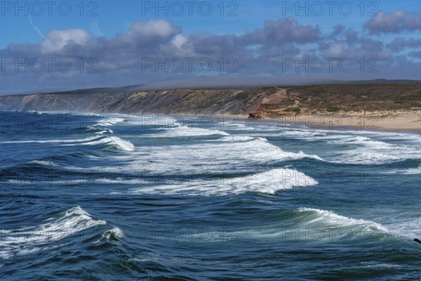 Praia da Bordeira beach, near Carrapateira, popular with surfers, wave riders, rocky coast, steep