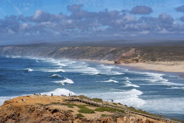 Praia da Bordeira beach, near Carrapateira, popular with surfers, wave riders, rocky coast, steep