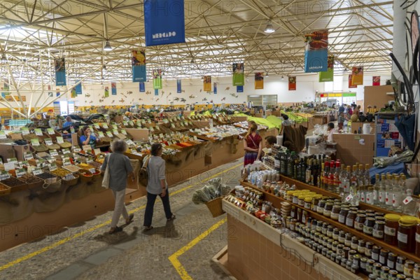 The Mercado Municipal de Tavira, market stalls of all kinds under one roof, spices, vegetables,